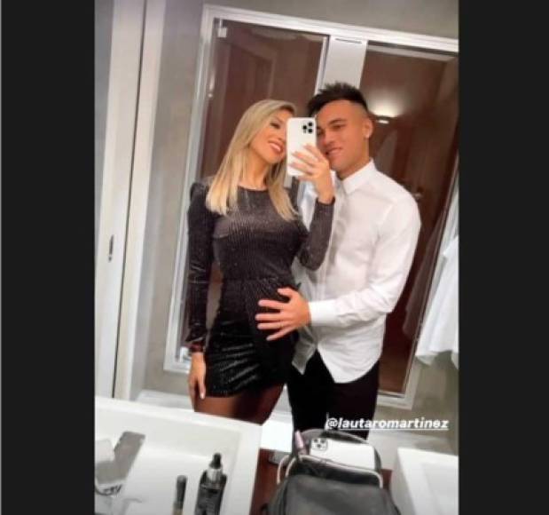 Lautaro Martínez, delantero argentino del Inter de Milán, y su pareja Agustina Gandolfo, quien está embarazada.