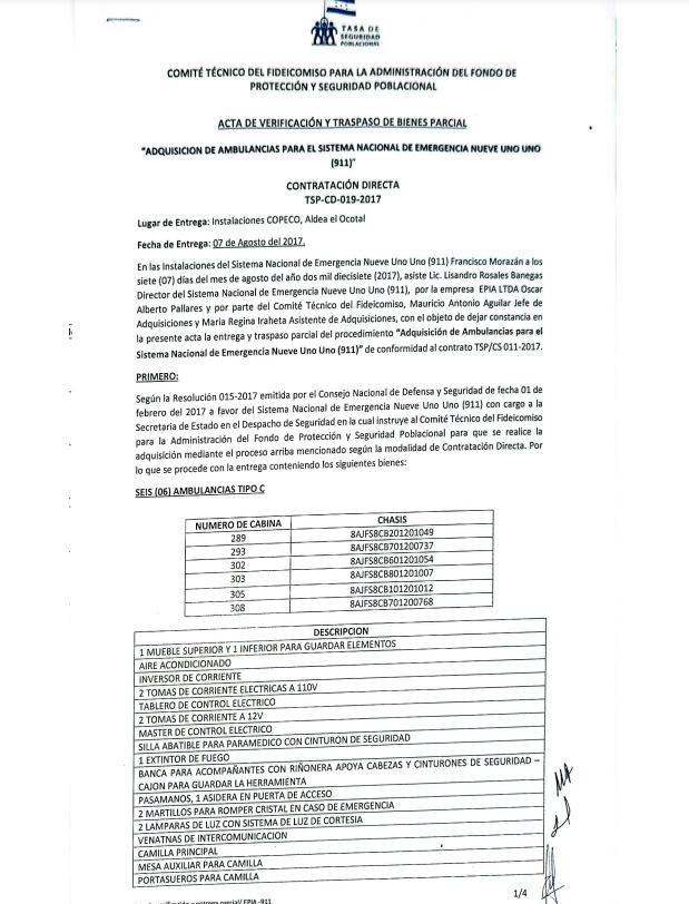 $!Los documentos de traspaso de bienes a las que tuvo acceso LA PRENSA Premium contabilizan apenas 21 automotores comprados para el SNE, cuyo paradero es desconocido.