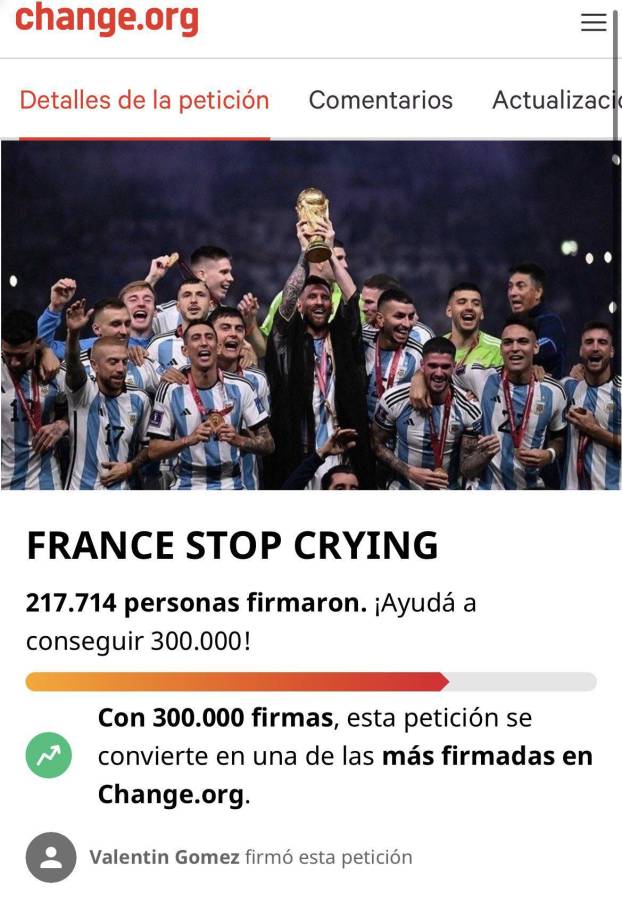 La petición de los argentinos en respuesta a los franceses.