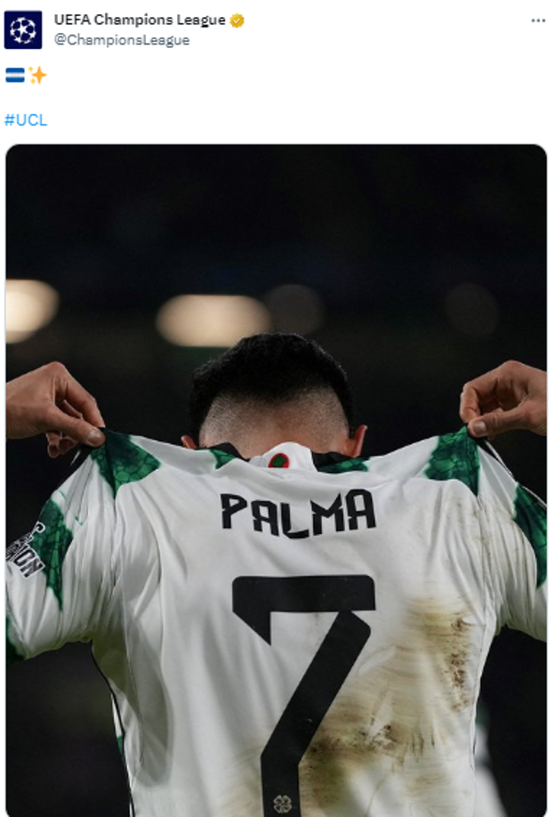 La UEFA se pronunció y le dedicó un post a Luis Palma tras marcar su segundo gol en la Champions League.