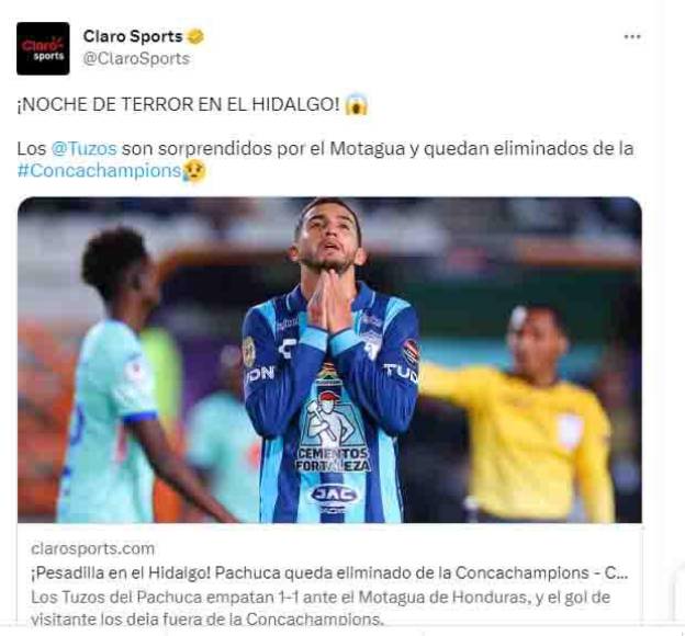 “Noche de terror en El Hidalgo”, señaló Claro Sports.