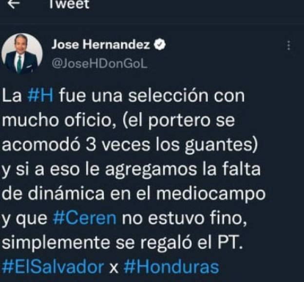 José Hernández: Experimentado periodista salvadoreño señaló que Honduras fue un equipo con mucho oficio.