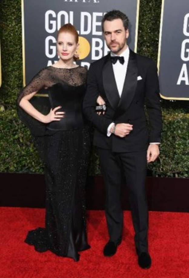 Así llegó la pareja conformada por Jessica Chastain y Gian Luca Passi de Preposulo.