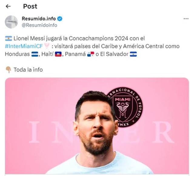 Medios argentinos informaron sobre el hecho de que Messi pueda jugar en Centroamérica o el Caribe con el Inter Miami ya que clasificaron a la Champions de Concacaf del 2024.