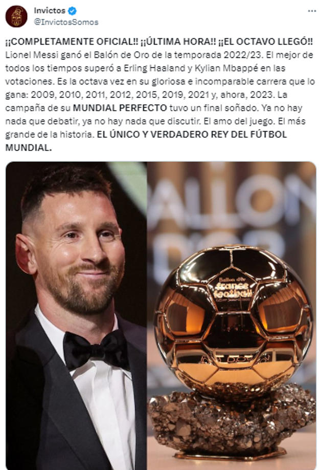 Invictos: “ EL ÚNICO Y VERDADERO REY DEL FÚTBOL MUNDIAL”.