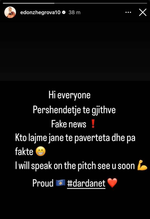 Edon Zhegrova rompió el silencio en Instagram y negó todo lo que se había filtrado. “¡Hola a todos, NOTICIAS FALSAS ! Hablaré sobre el terreno de juego, nos vemos pronto. ORGULLOSO”, escribió el jugador del Lille en sus redes sociales.