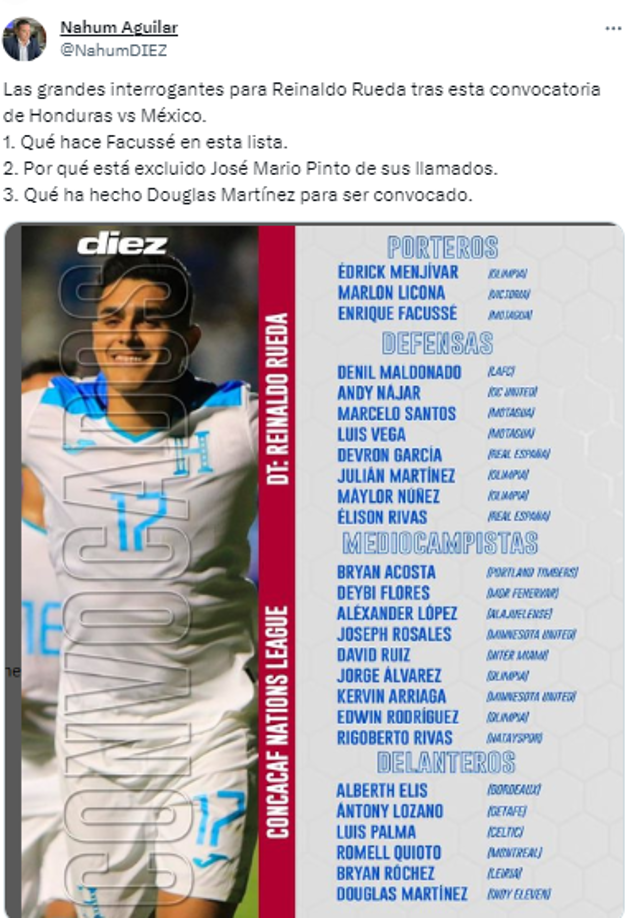 Nahum Aguilar, jefe de redacción de Diario DIEZ, y sus interrogantes tras la convocatoria de Reinaldo Rueda.