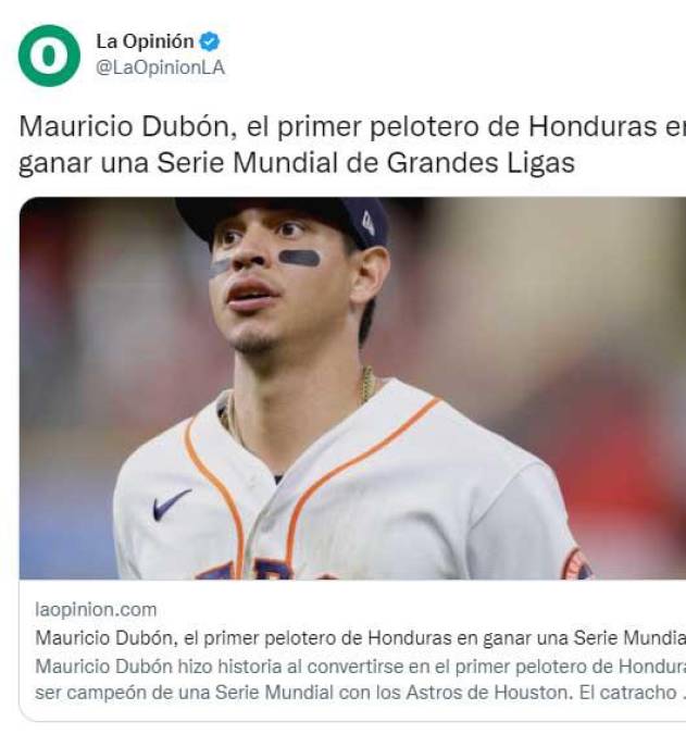 Medios internacionales resaltaron a Mauricio Dubón ya que se convirtió en el primer hondureño en una Serie Mundial.