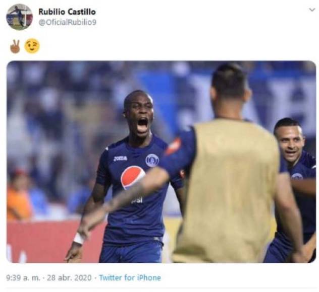 Rubilio Castillo no ha parado y especialmente en su cuenta de Twitter se ha encargado de provocar malestar en aficionados del Olimpia al publicar fotos en la que recuerda los festejos que ha realizado tras anotarle al conjunto albo.