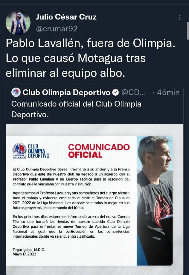 Muchos señalan que Motagua “fue el responsable” del despido de Pablo Lavallén.