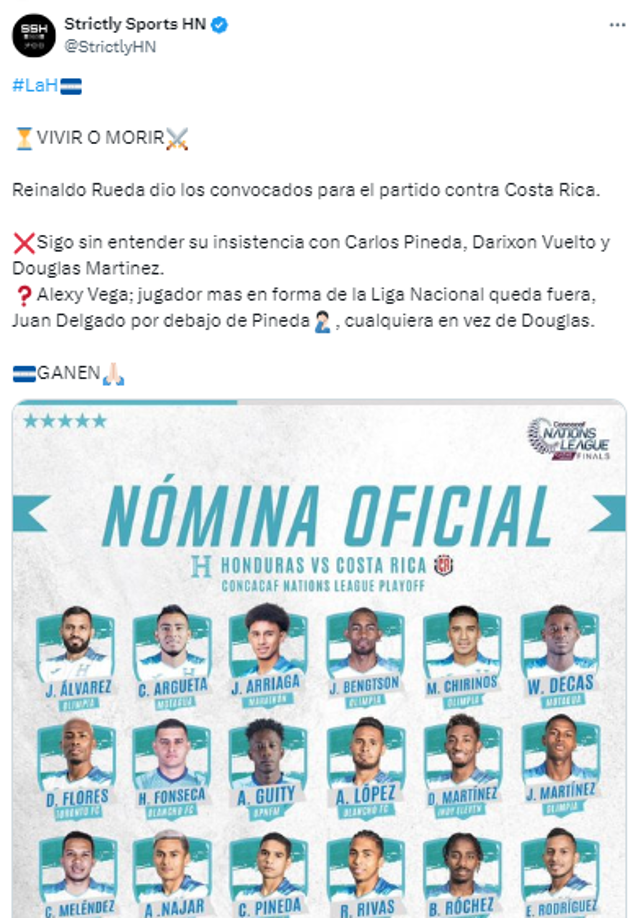 “Sigo sin entender su insistencia con Carlos Pineda, Darixon Vuelto y Douglas Martinez”, opinaron en redes sociales.