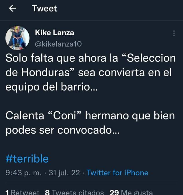 El periodista Kike Lanza se mostró en desacuerdo con la convocatoria de Francisco Martínez de los Pumas FC a la H: “Solo falta que ahora la Selección de Honduras se convierta en el equipo del barrio”, lanzó.