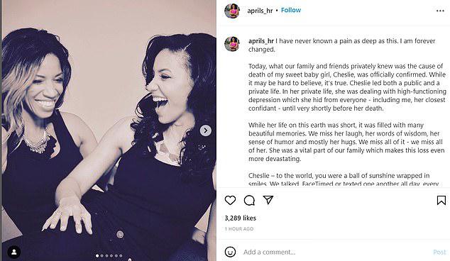 “Eras más que una hija, eras mi mejor amiga”, dijo la madre de Cheslie.