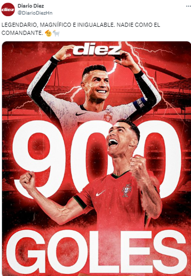 “LEGENDARIO, MAGNÍFICO E INIGUALABLE. NADIE COMO EL COMANDANTE”, publicó Diario Diez de Honduras.