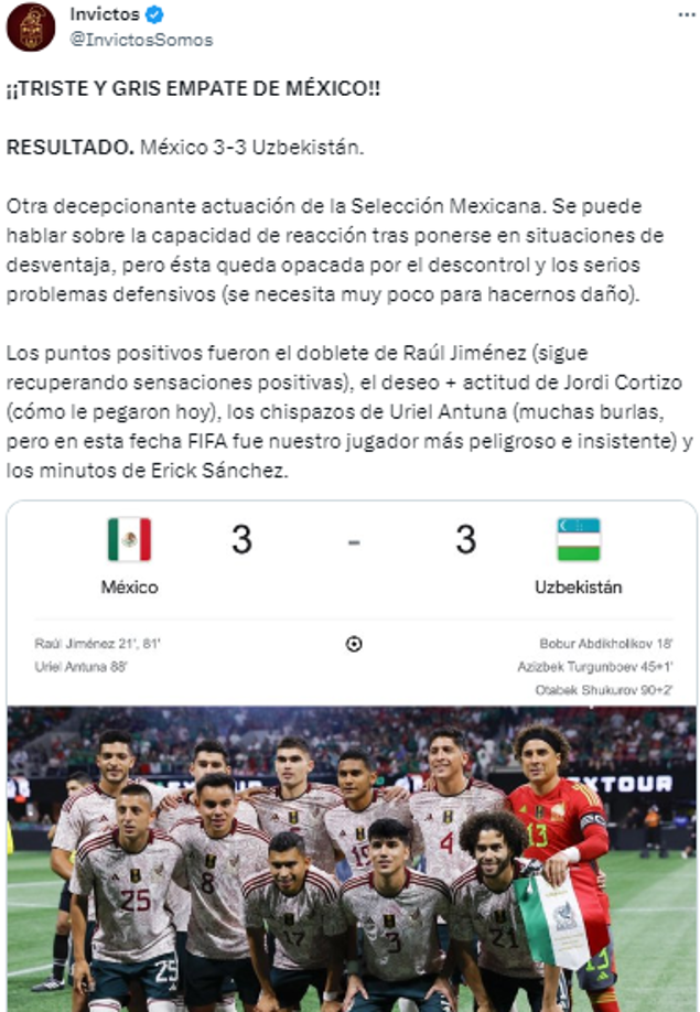 Invictos: “¡¡TRISTE Y GRIS EMPATE DE MÉXICO!!”