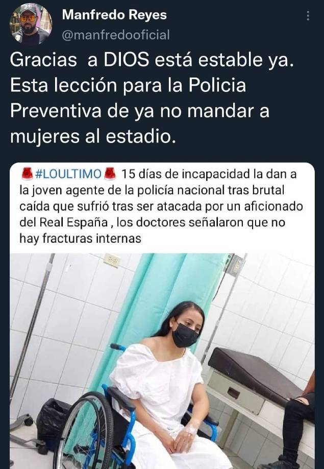 El periodista Manfredo Reyes señaló que la Policía ya no debería de mandar mujeres a los estadios de fútbol.