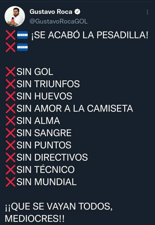 El periodista Gustavo Roca y su fuerte comentario tras la derrota de Honduras ante Jamaica.