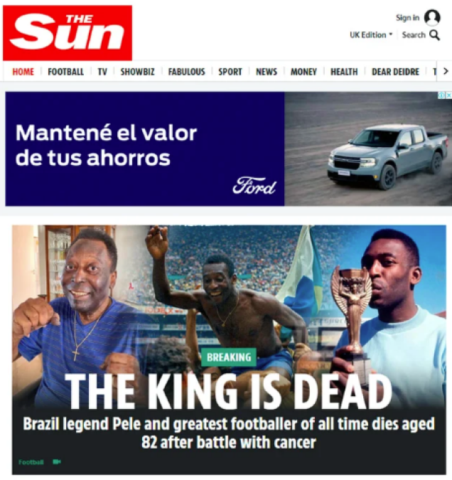 The Sun de Inglaterra: “El Rey está muerto”.
