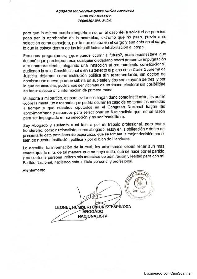 Sugiere rectificar nombramiento de Cossette Lopez en el CNE