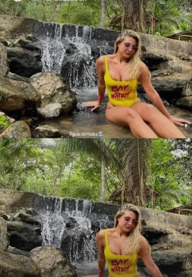 Magali Sanjurjo también ha disfrutando de las aguas termales en La Ceiba.