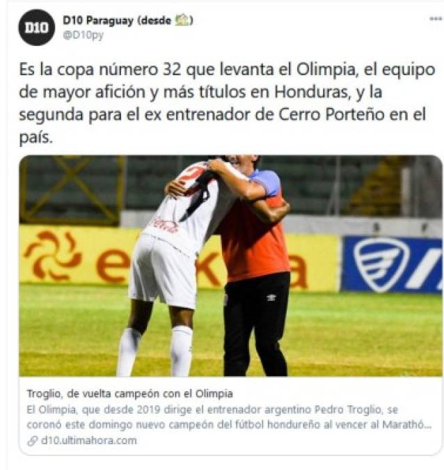 Medios de Paraguay también informaron sobre el título del Olimpia.