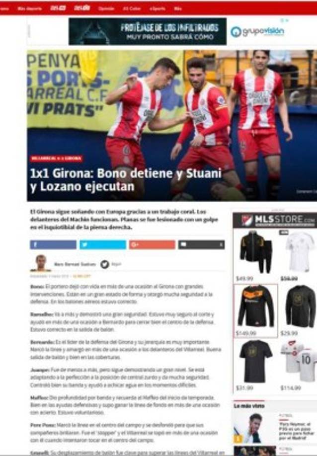 El Diario AS de España destacó al Girona y el golazo del Choco Lozano.