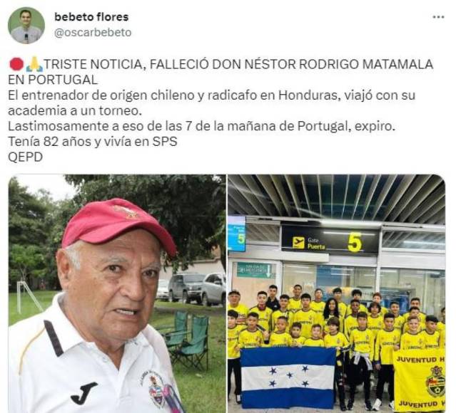 ”Triste noticia”, dice el periodista deportivo Bebeto Flores.