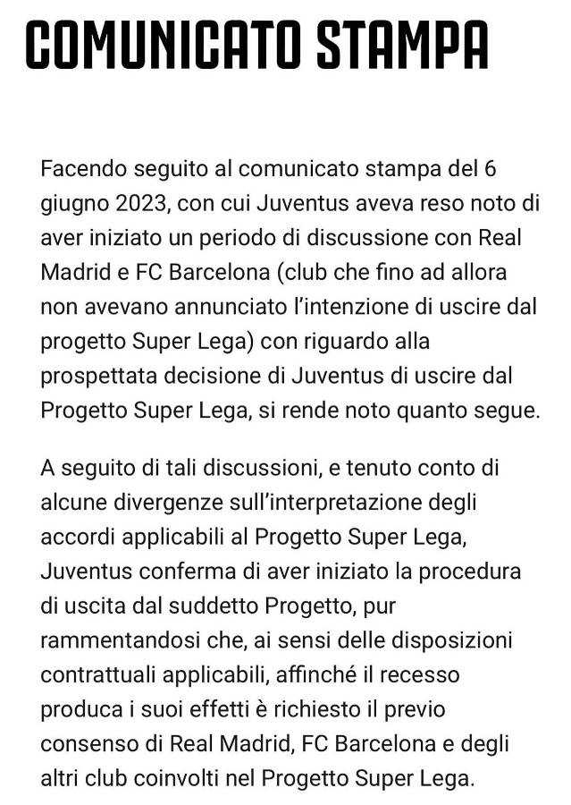 La Juventus deja solos al Real Madrid y Barcelona con la Superliga