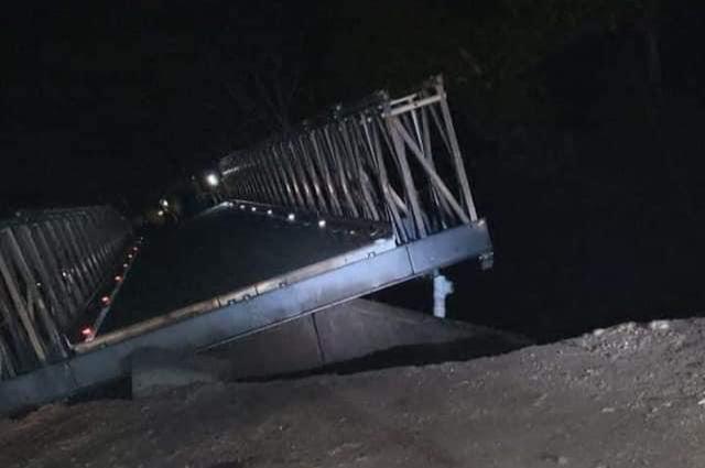 Colapso del puente bailey en San Vicente del Centenario, Santa Bárbara.