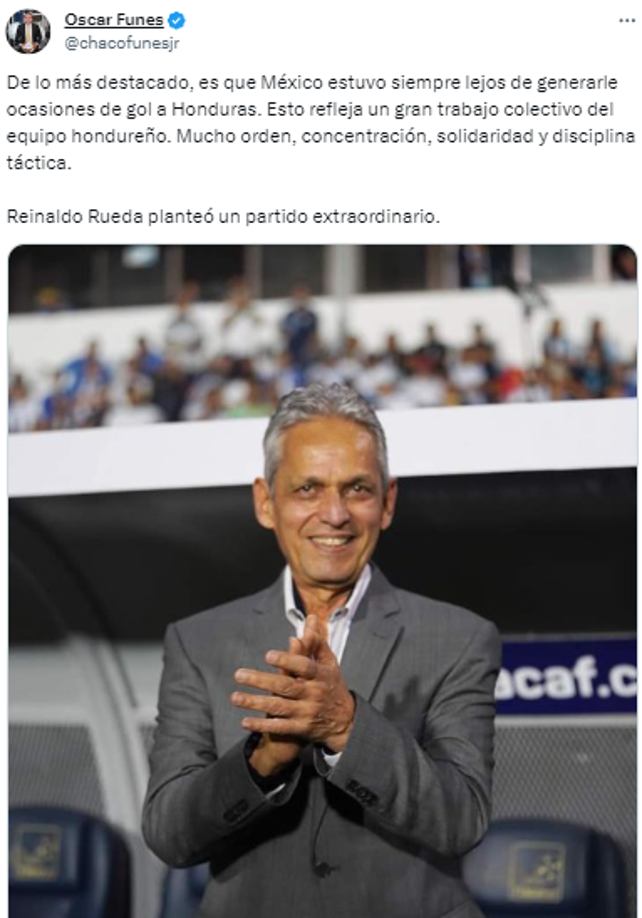 Óscar Funes: “De lo más destacado, es que México estuvo siempre lejos de generar ocasiones de gol a Honduras”.