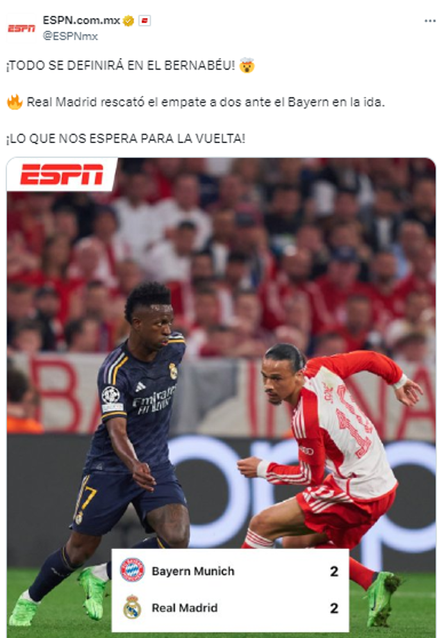 Champions: Esto dicen tras el Bayern-Real Madrid y señalan culpable del empate