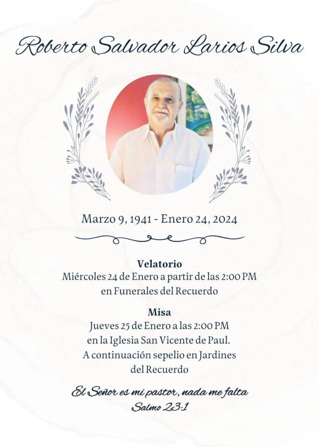 Velatorio y sepelio del exalcalde de San Pedro Sula, Roberto Larios Silva.