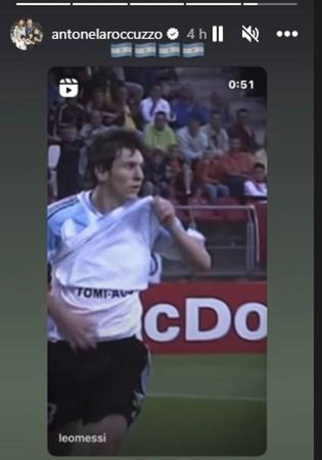 Una vez instalada en Qatar, Roccuzzo subió un video de Messi anotando goles con la Albiceleste.