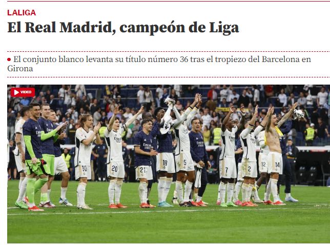 “El Real Madrid, campeón de Liga”, Mundo Deportivo de España.