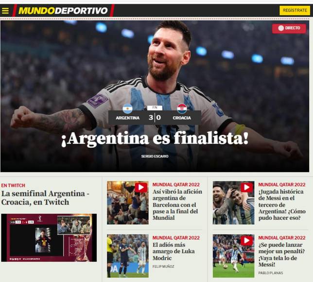 Mundo Deportivo - “Argentina es finalista”.