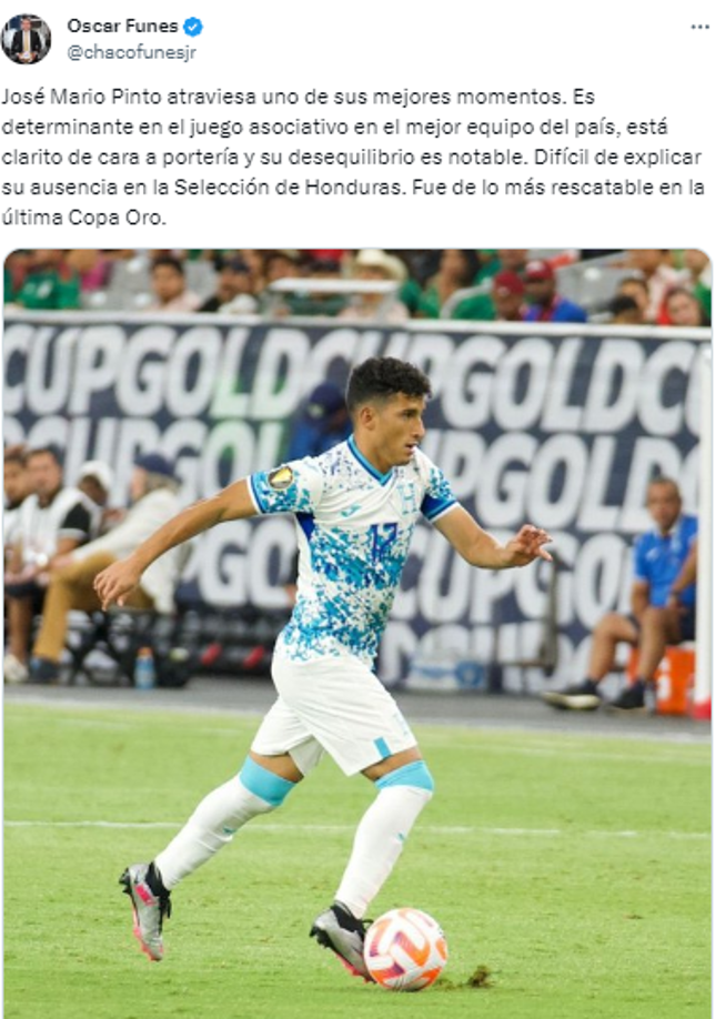 También dio su opinión sobre la no presencia de José Mario Pinto en la selección de Honduras.