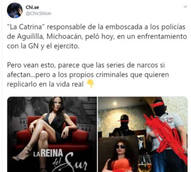 La sicaria se fotografiaba haciendo referencia a la serie de Telemundo, La Reina del Sur, protagonizada por Kate del Castillo.