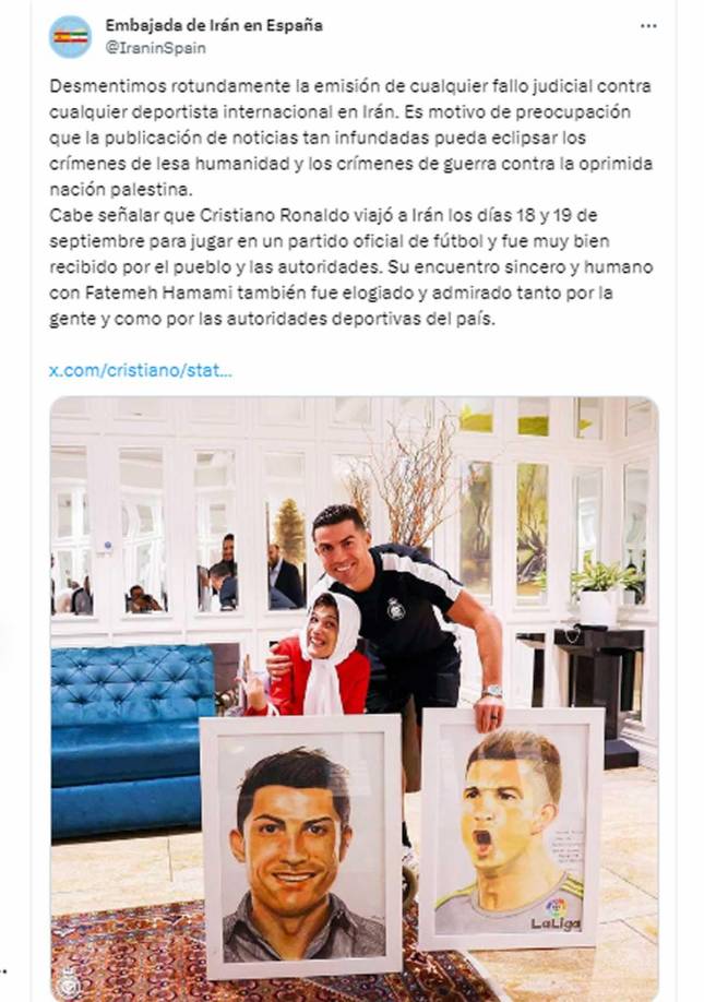 La embajada de Irán en España ha desmentido “rotundamente” la emisión de “cualquier fallo judicial contra cualquier deportista internacional en Irán”.