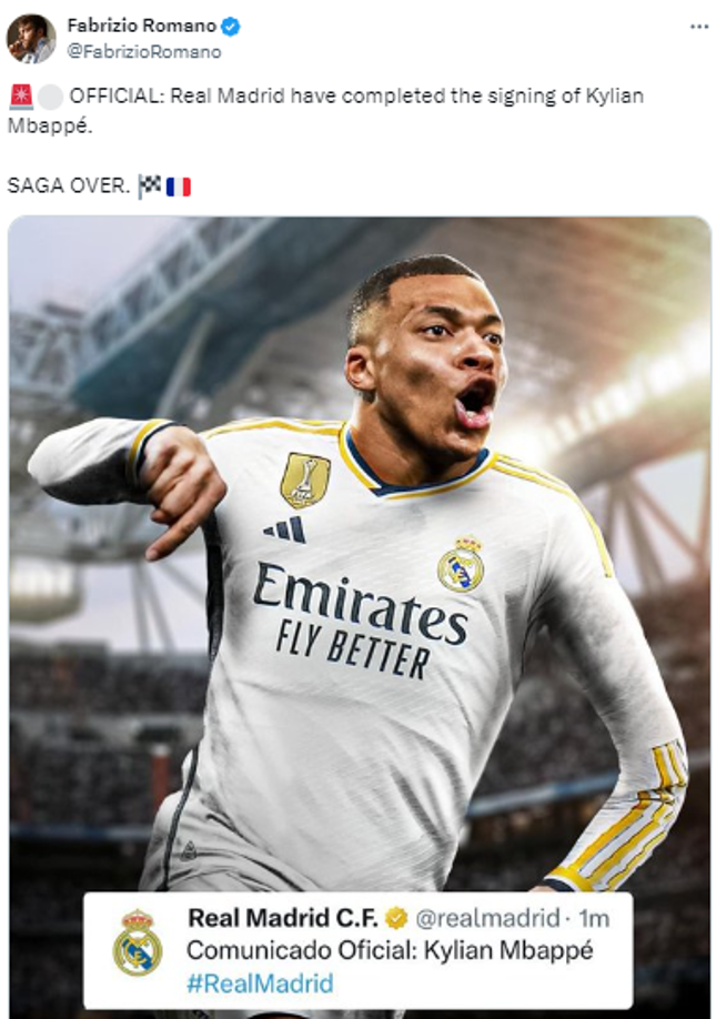 Fabrizio Romano también adelantó la información sobre Mbappé.