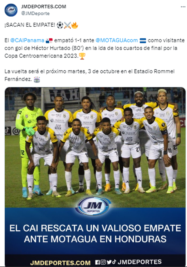 Por otra parte, así reaccionaron los medios panameños tras el empate del CAI ante Motagua.