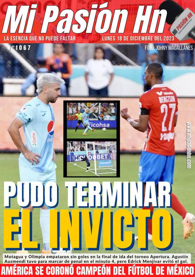 La portada de Mi Pasión HN: “Pudo terminar el invicto”.