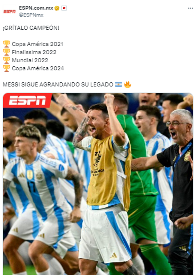 “Messi sigue agrandando su legado”, ESPN.