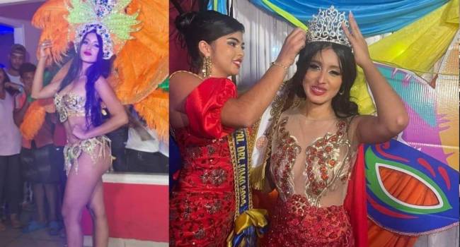 Sindy Yamileth López, de la comunidad de Armenia, es la madrina del carnaval 2024. Le impuso la corona su antecesora Jessica Alejandra Lemus Díaz.
