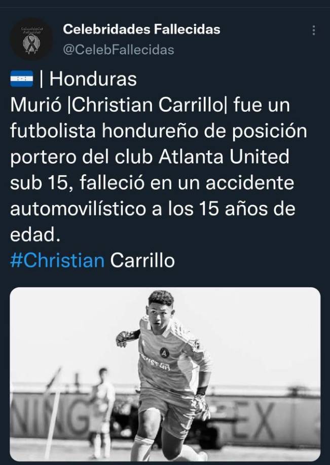 Las redes sociales han reaccionado con mucho pesar por la muerte del joven futbolista hondureño.