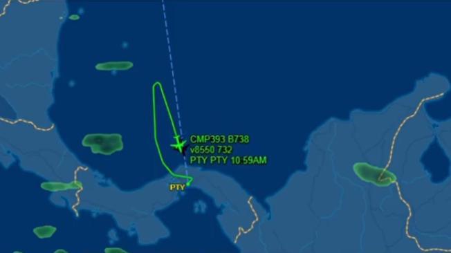 El recorrido de retorno que realizó el avión de Copa Airlines por la amenaza de bomba.