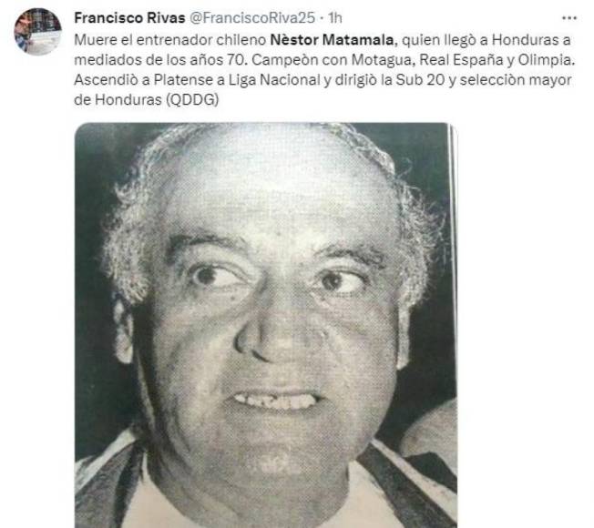 Francisco Rivas, periodista hondureño, destacó los logros de Néstor Matamala como entrenador.