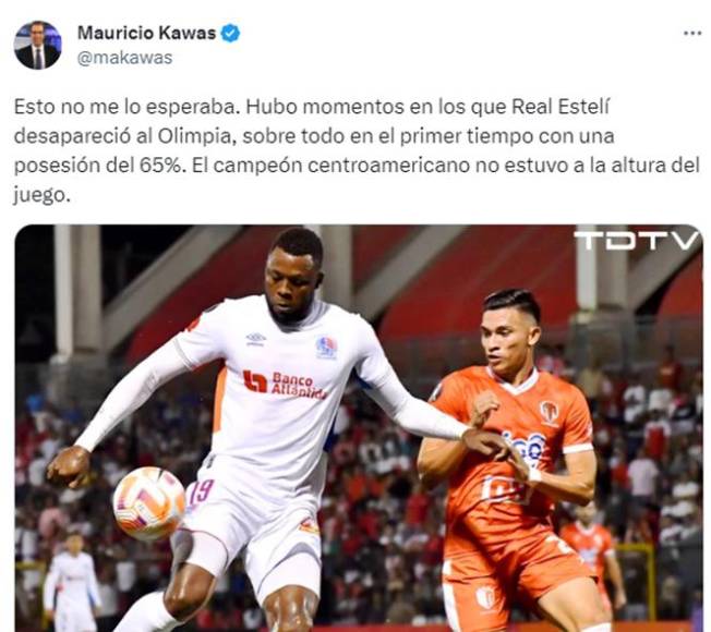 Mauricio Kawas señaló que no se esperaba el resultado de 1-0 que sufrió Olimpia ante Real Estelí.