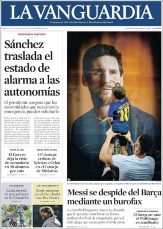 La Vanguardia (España) - 'Messi se despide del Barça mediante un burofax'.