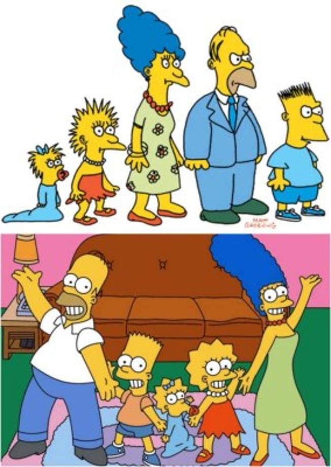 Los Simpson en 1987 hasta su versión final. Ahora los capítulos son dibujados por computadora.