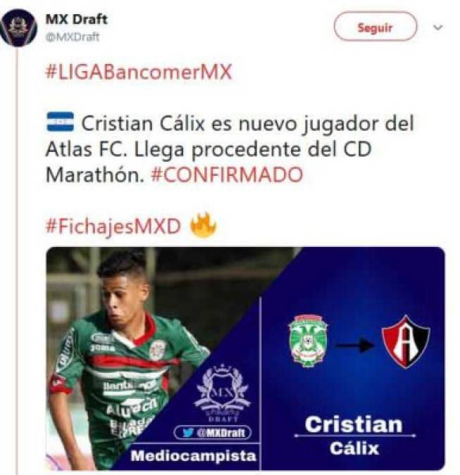 Las redes sociales le dieron la bienvenida a Cristian Cálix.